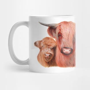 Highlander Cow with Calf-g Mug